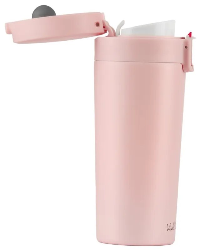 Ružový cestovný termohrnček Vialli Design Fuori, 400 ml