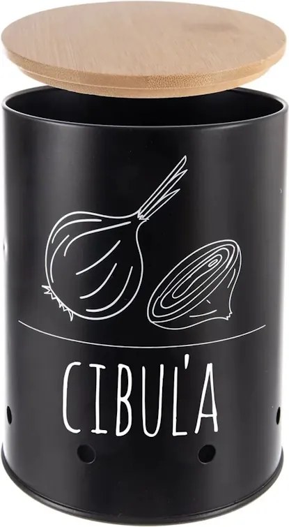 Orion Dóza na cibuľu, plech/bambus pr. 13 cm, BLACK SK