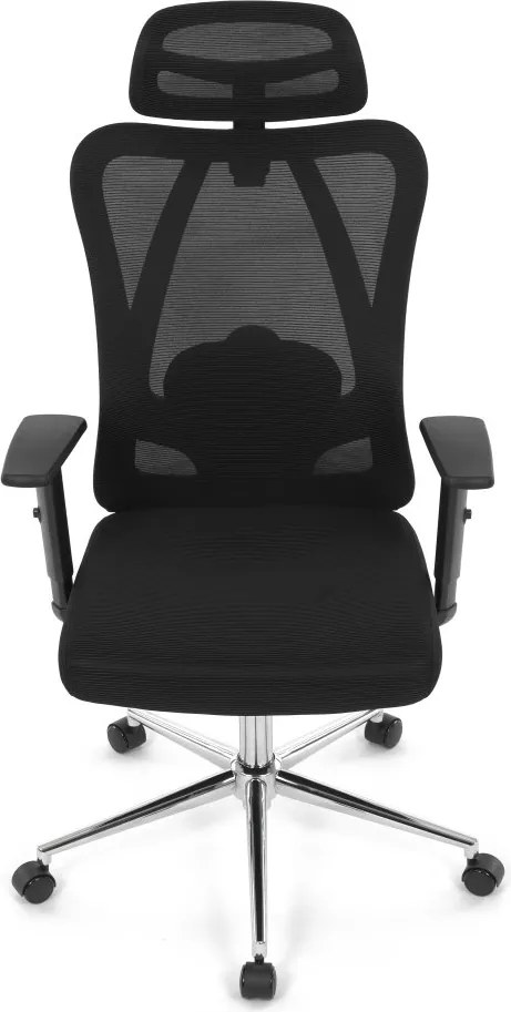 Kancelárska ergonomická stolička LUMOS — sieť / látka, čierna
