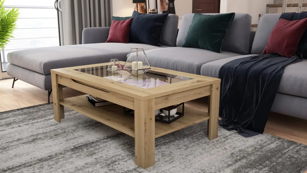 Konferenčný stolík so zásuvkou Roman, dub artisan