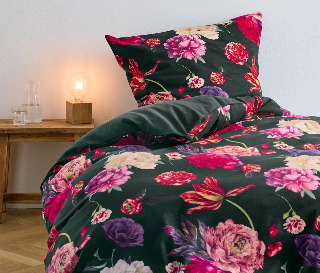 Posteľná bielizeň z česanej bavlny, zelená, štandardná veľkosť