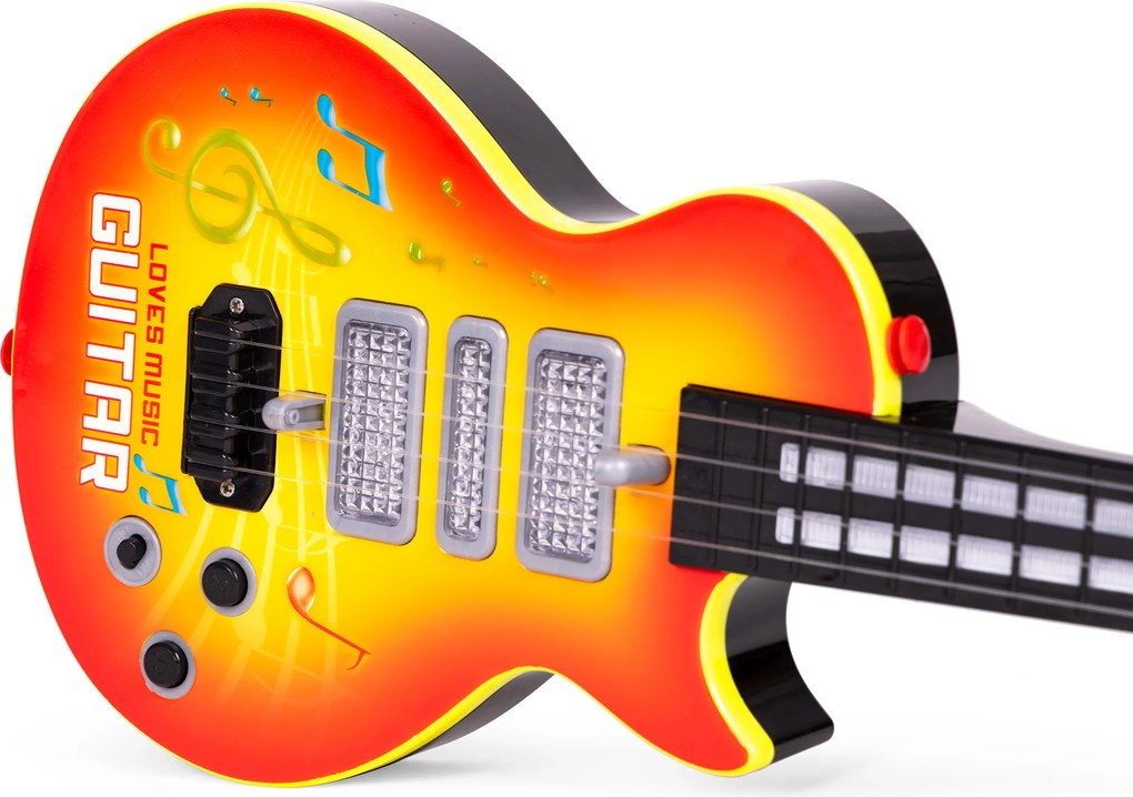 MULTISTORE Detská rocková gitara s LED, infračerveným senzorom a 8 melódiami pre deti 3+