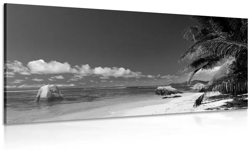 Obraz pláž Anse Source v čiernobielom prevedení Varianta: 100x50