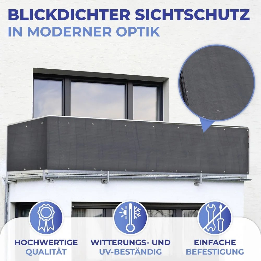 Čierna plastová balkónová zástena 500x85 cm – Maximex