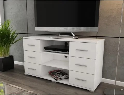 Vysoký TV stolík Oskar TV, biely, výška 65 cm%