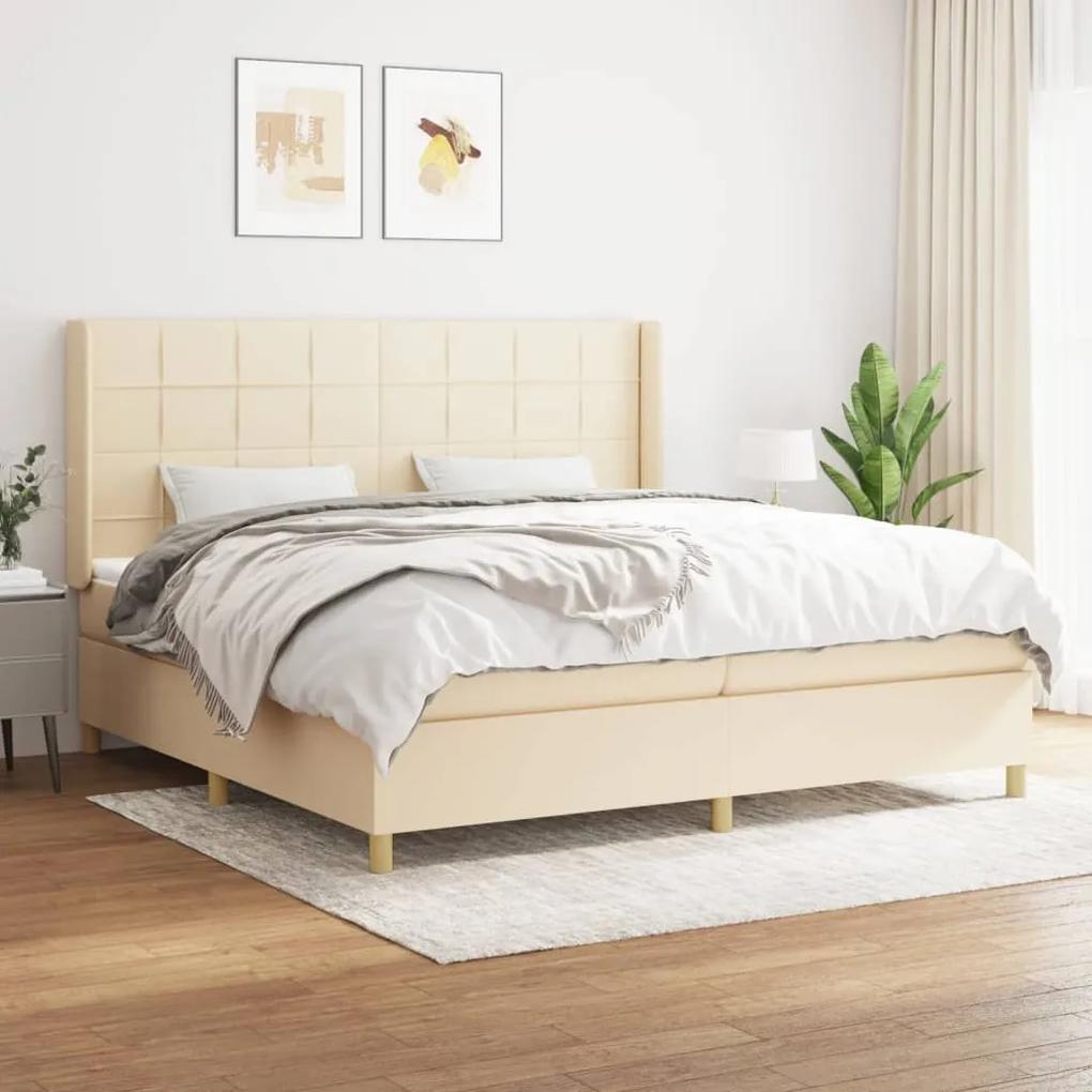 Boxspring posteľ s matracom krémová 200x200 cm látka 3132022