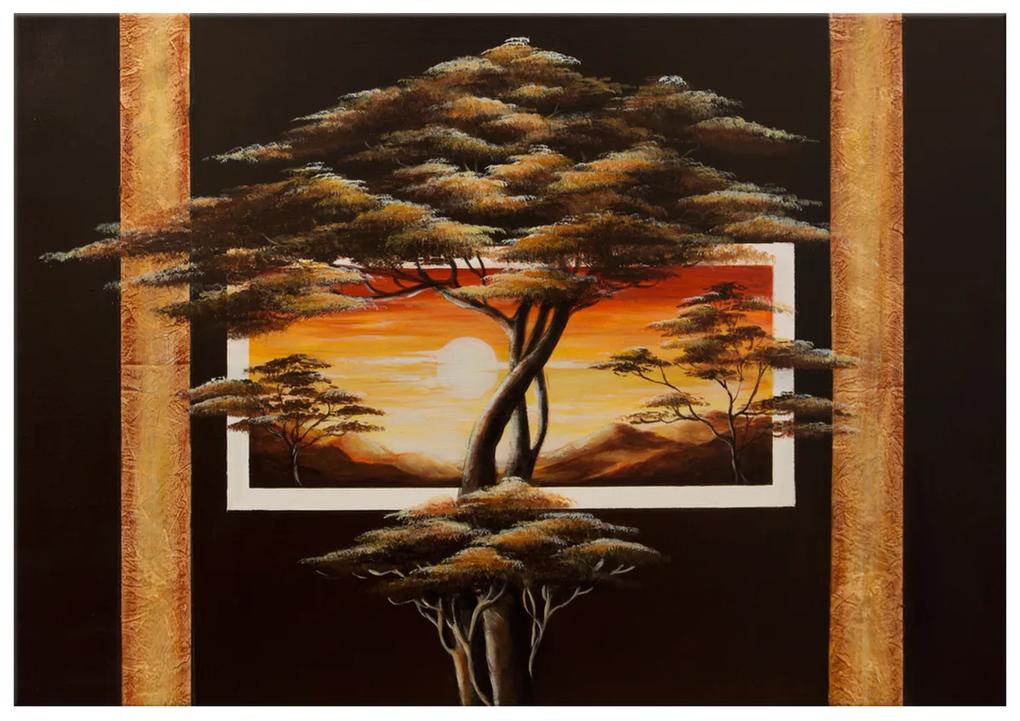 Gario Ručne maľovaný obraz Africká krajina a stromy Rozmery: 100 x 70 cm