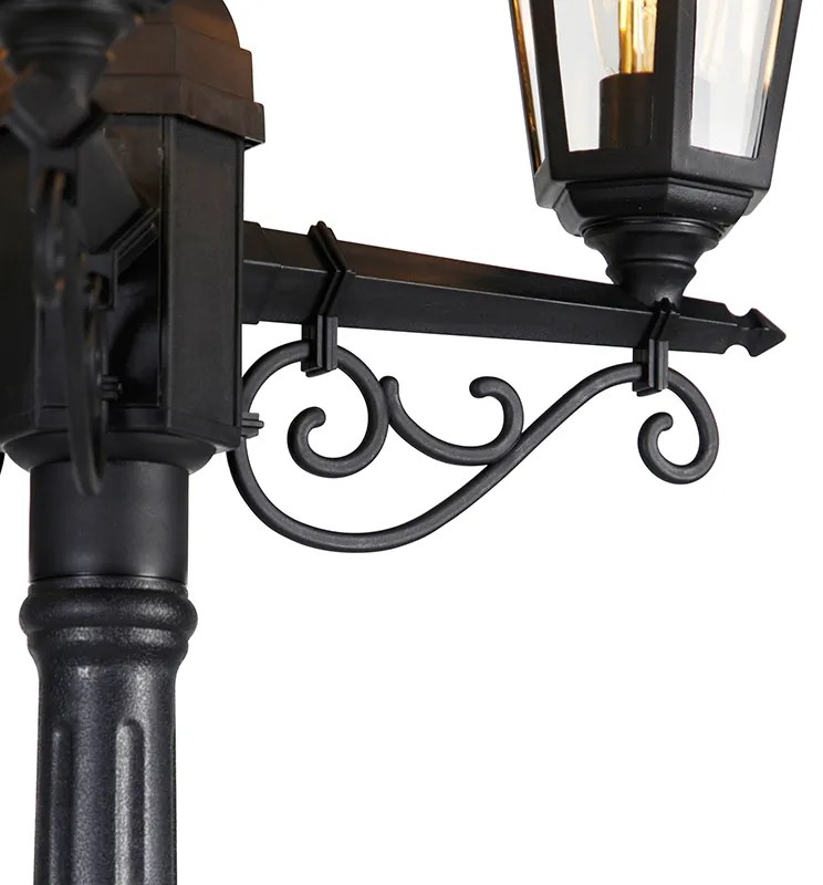 Klasická vonkajšia lampa čierny 3-svetlo IP44 - New Haven