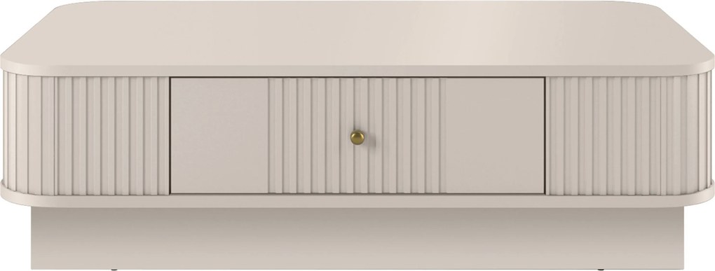 Kávový stolík Vesper 103x60 cm so zásuvkou na sokli - kašmír / zlatá úchytka