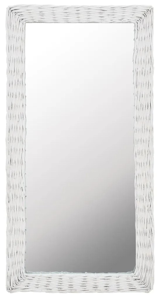 vidaXL Zrkadlo s prúteným rámom biele 50x100 cm