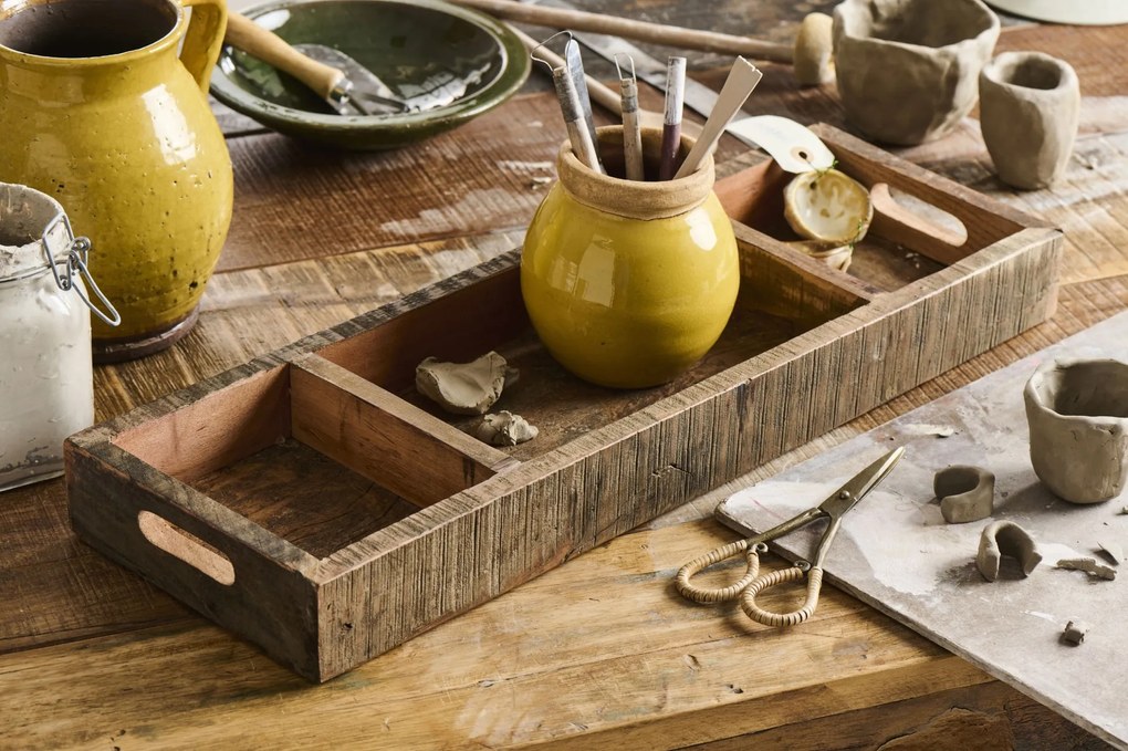Ib Laursen Drevený box s priehradkami Recycled Wood 60 cm