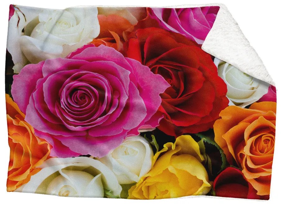 Deka Farebné ruže (Rozmer: 150 x 120 cm, Podšitie baránkom: ÁNO)