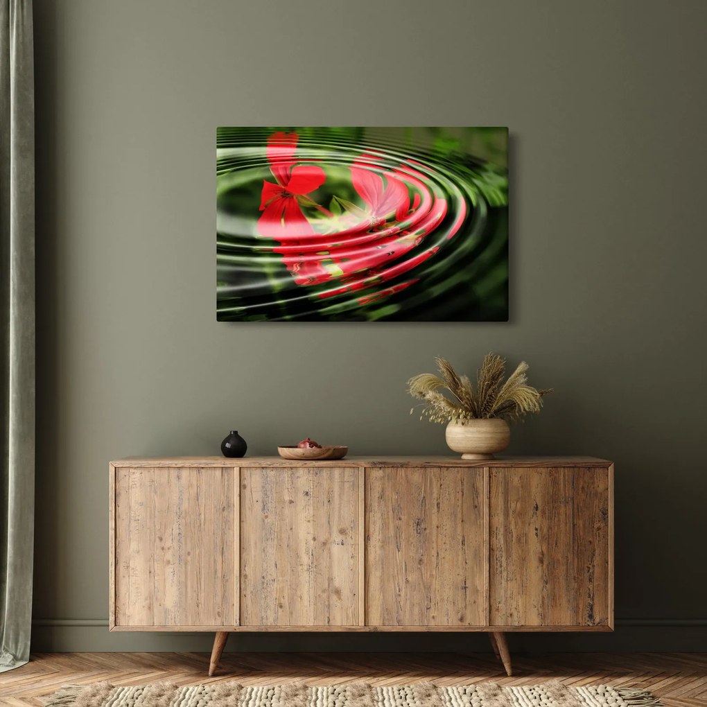 Abstraktný obraz - kvety vo vlnách (90x60 cm)