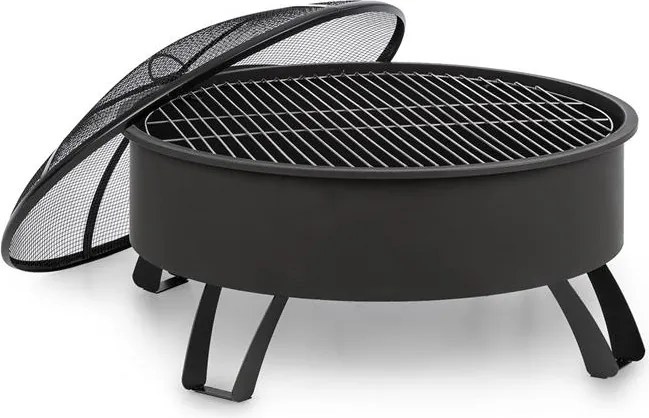 Blumfeldt Oreos, 2 v 1 nádoba na oheň a gril, Ø 75 cm ochrana pred iskrami, Ø 68 cm gril, oceľ, čierna