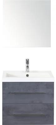 Kúpeľňový nábytkový set Sanox Straight farba čela betón antracitovo sivá ŠxVxH 60 x 170 x 40 cm s umývadlom z minerálnej liatiny a zrkadlom