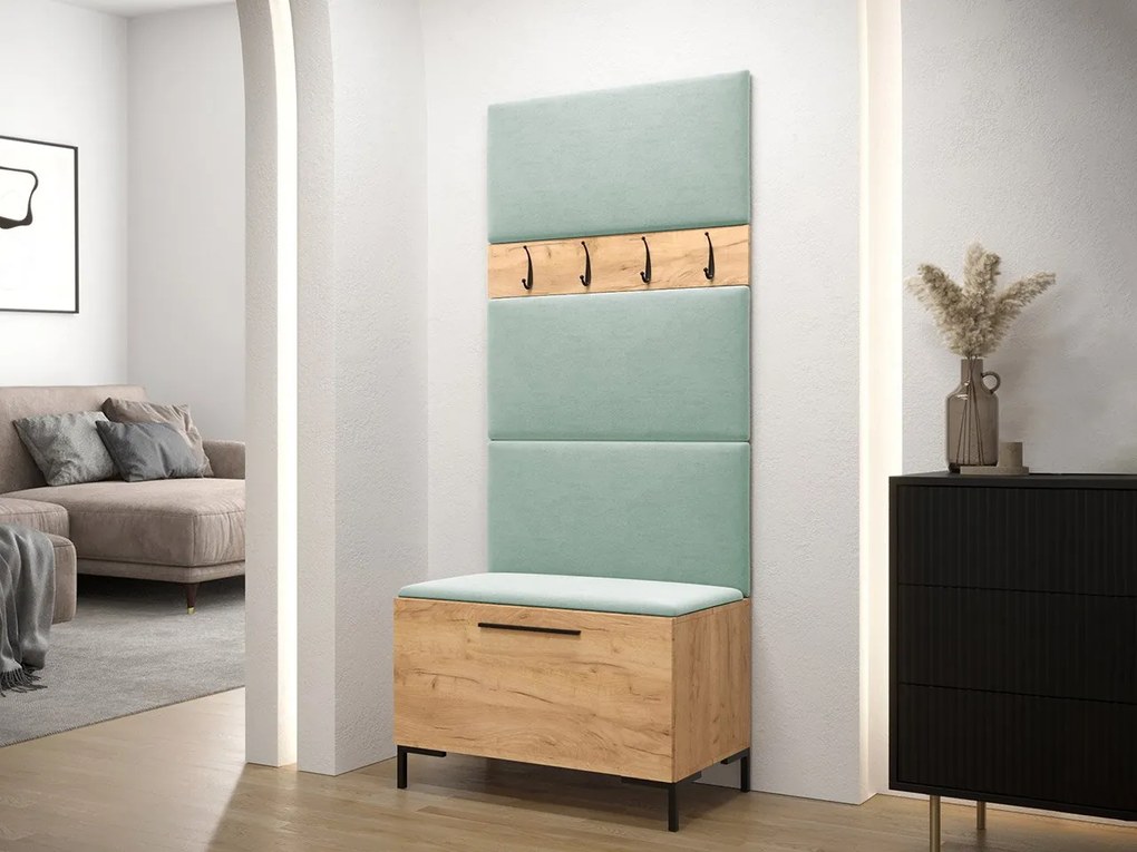 Predsieňová zostava Frunofta III, Farby: dub craft, Farba čalúnenia:: ekokoža Soft 017 (biela)