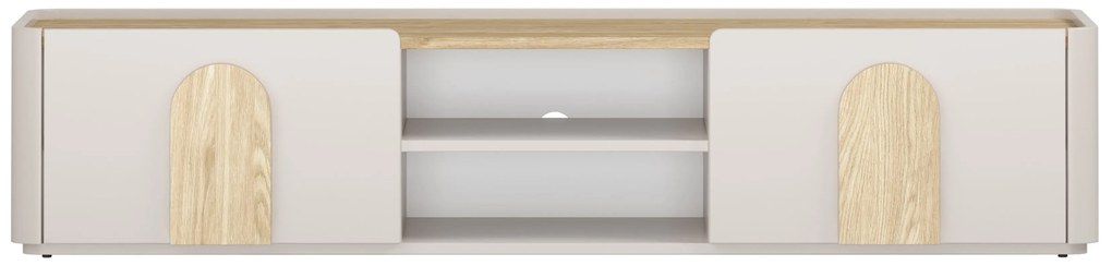 TV stolík Amilio 170 cm so zásuvkou - kašmír / olejovaný dub / úchytky svetlý dub
