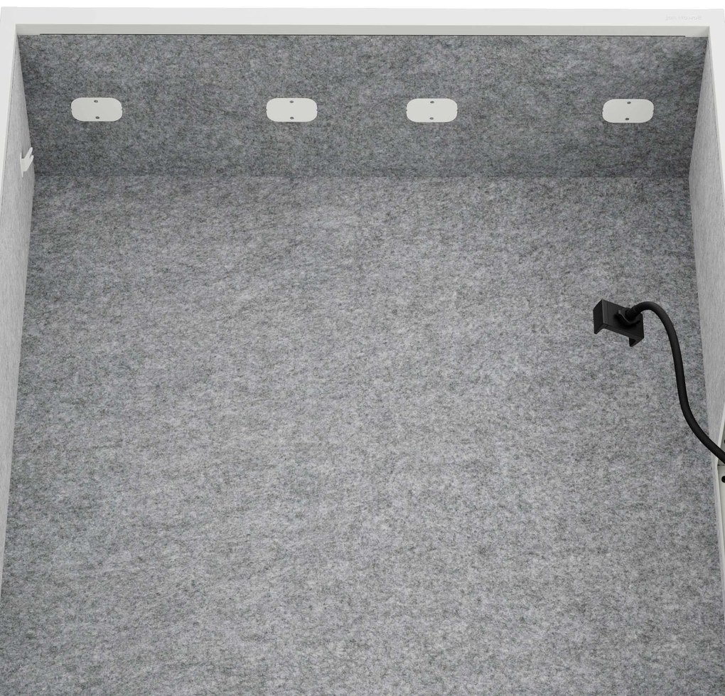 Kancelárska akustická kabína so sedadlom a portom USB-C, telo v biely / sedák sivá v zelenej farbe, 1150 mm: SALLY MentalBox