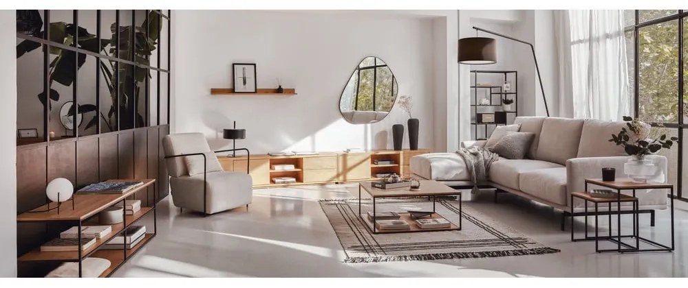 TV stolík v dekore duba v prírodnej farbe 150x44 cm Abilen - Kave Home