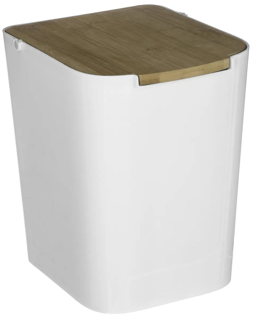 Odpadkový kôš Natureo, biela/s drevenými prvkami, 5L