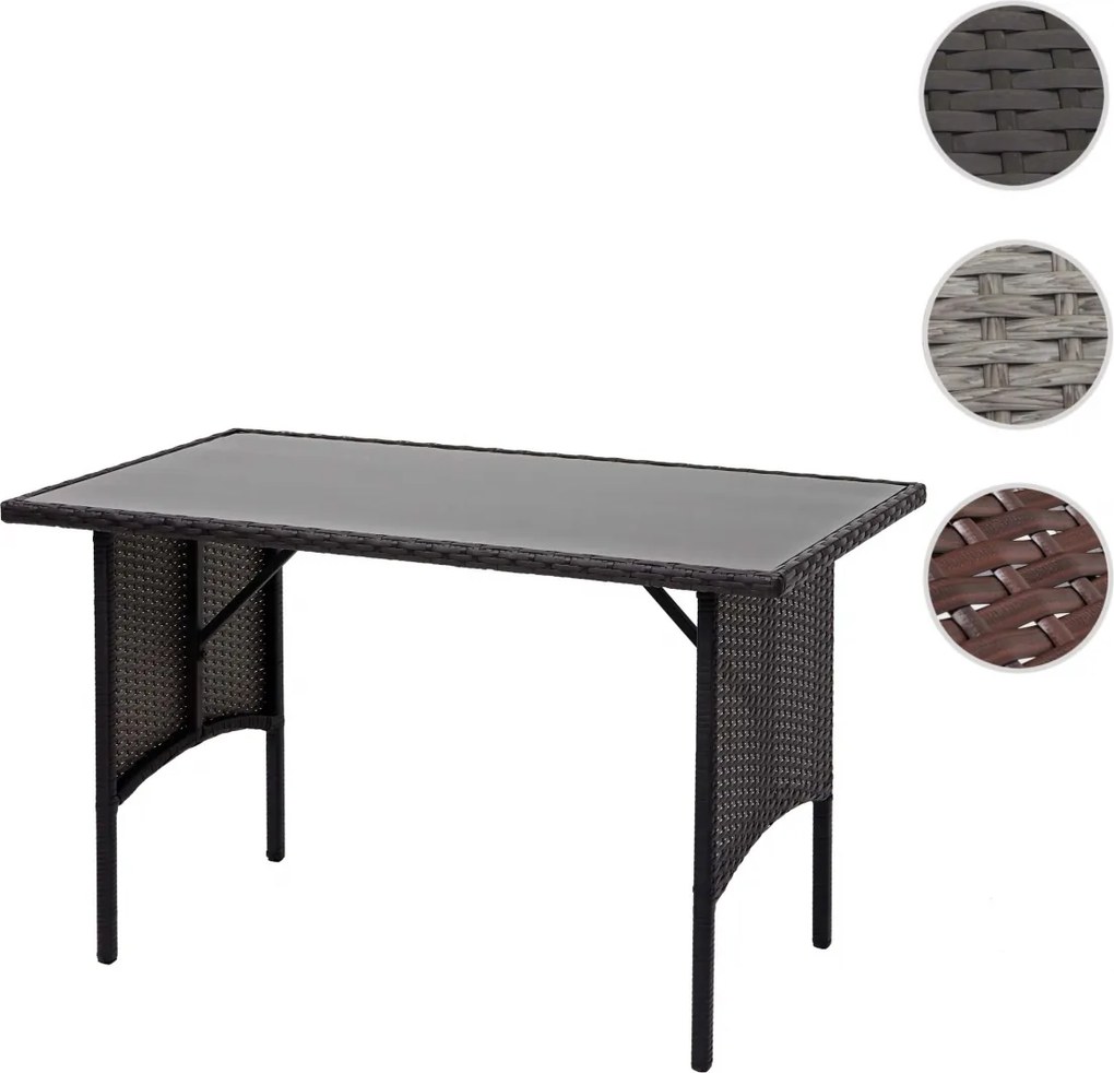 Polyratanový jedálenský stôl HWC-G16, 112x60cm - čierny