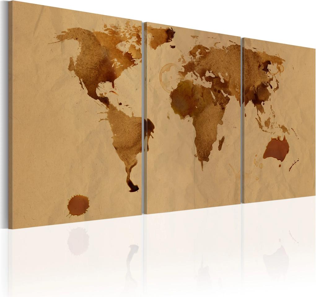 Obraz - The World map in color of coffee 60x30