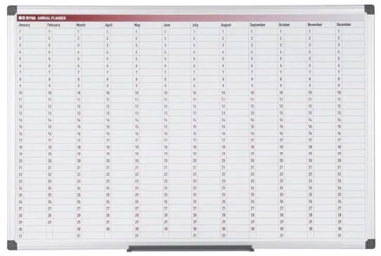 Bi-Office Ročná plánovacia tabuľa, magnetická, dni, 900 x 600 mm