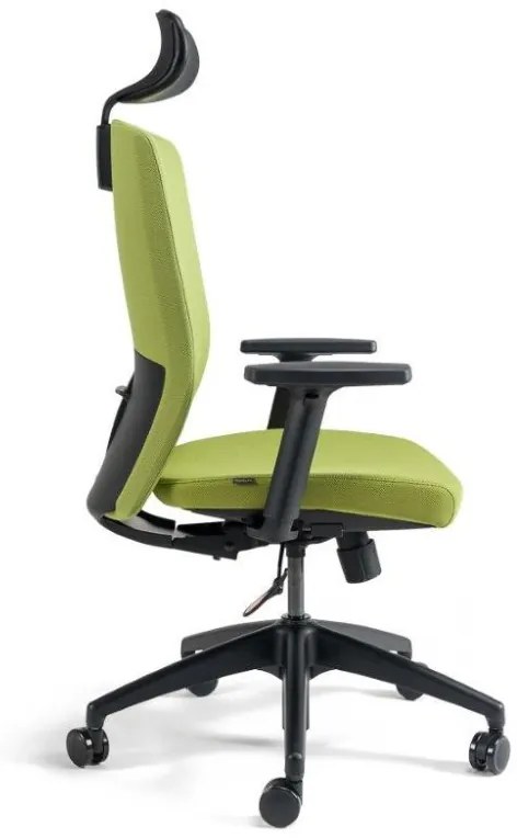 Kancelárska otočná stolička J2 Eco — látka, čierna / zelená S podhlavníkom