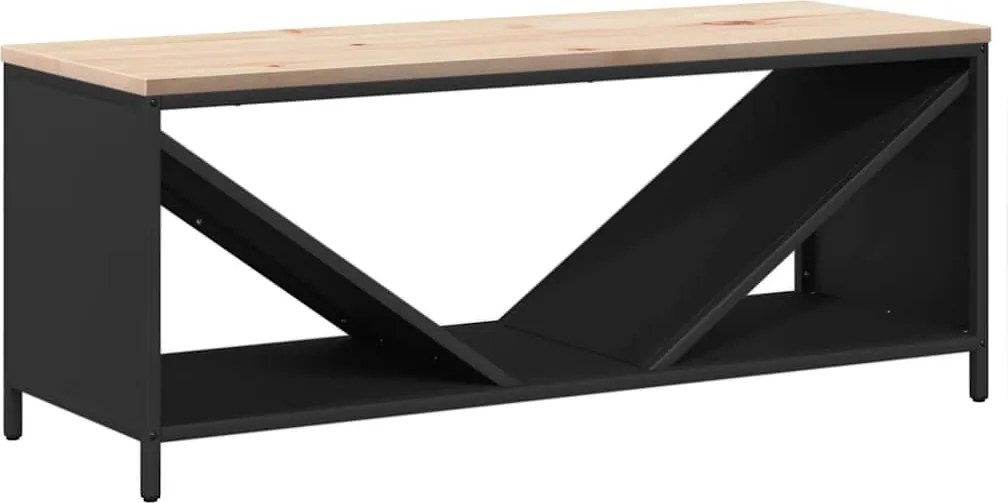 vidaXL Stojan na palivové drevo s drevenou doskou 100,5x35,5x40 cm