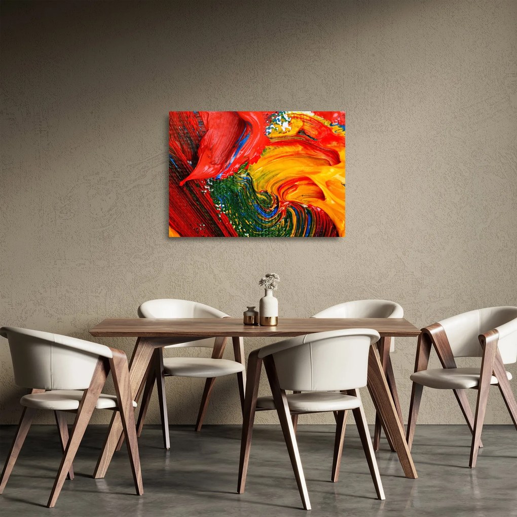 Sklenený obraz - Modrenie abstrakcie štetcom (70x50 cm)