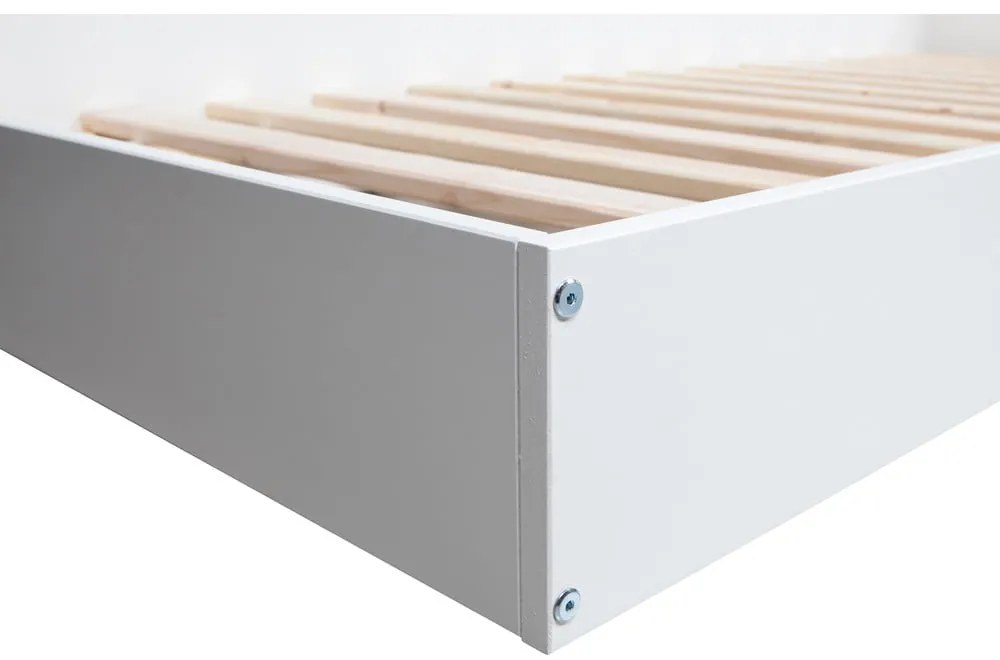 Biela jednolôžková posteľ z borovicového dreva WOOOD Connect, 90 x 200 cm