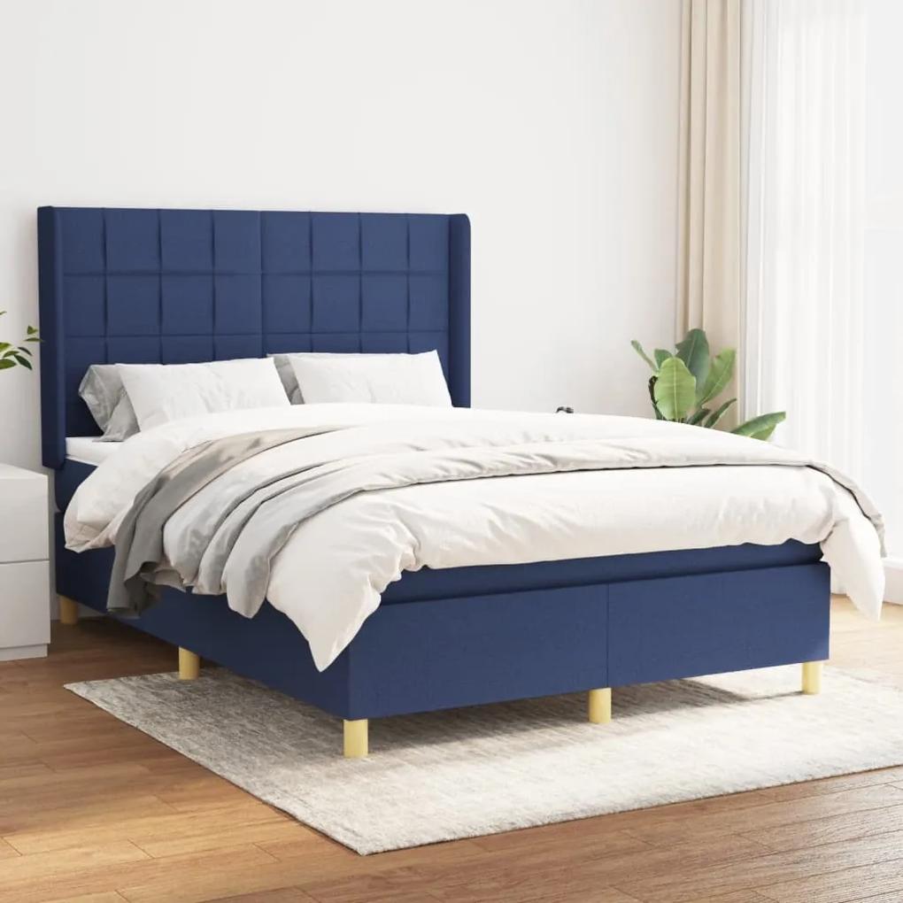 Boxspring posteľ s matracom modrý 140x190 cm látka 3131991