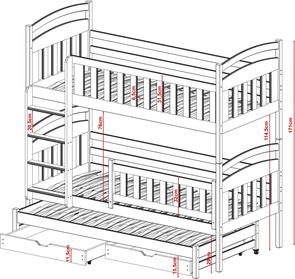 Raj posteli Detská posteľ KIKA LB 25 (výber farieb)