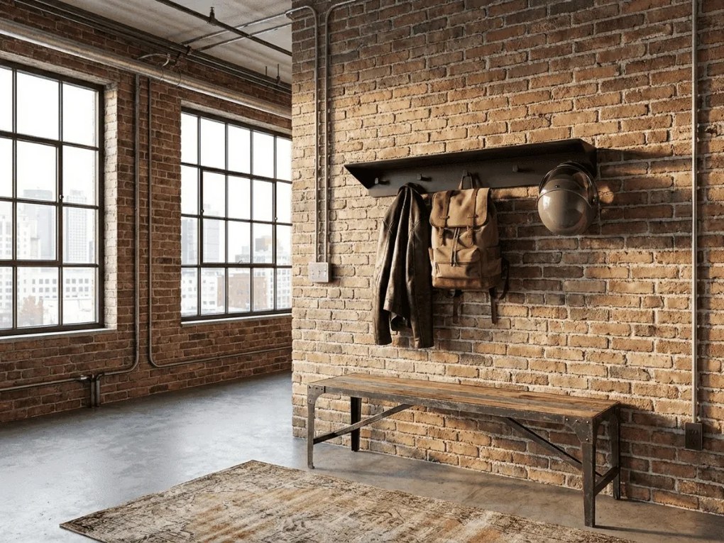 Kovový nástenný vešiak KENAN 80 cm, čierny