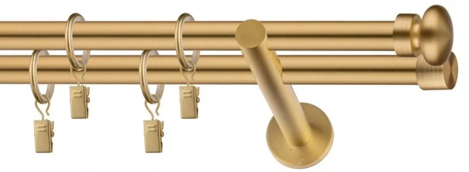 Dekorstudio Garniža dvojradová FLAT zlatá 19mm Dĺžka: 220cm, Typ uchytenia: Držiak dvojitý modern, Typ príslušenstva: Bez príslušenstva