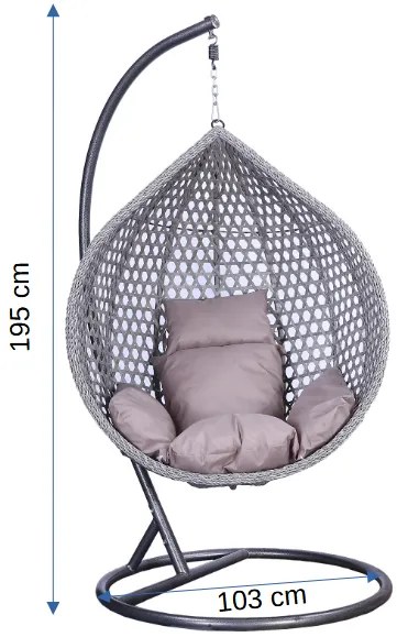 Závěsné houpací křeslo Houseland Imogen šedé XL