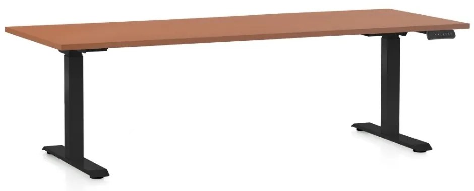 Výškovo nastaviteľný stôl OfficeTech C, 200 x 80 cm, čierna podnož, čerešňa