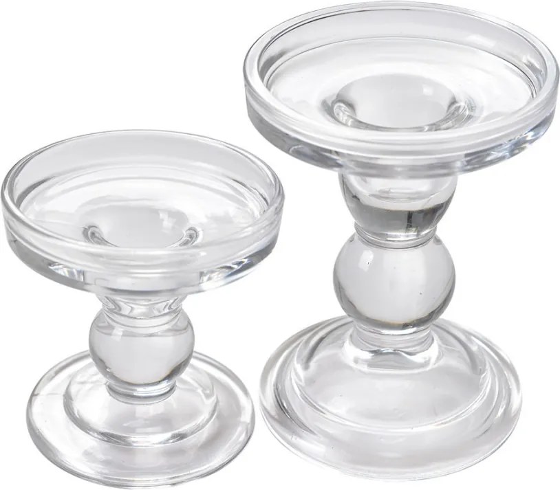 Sklenený transparentný svietnik na úzku aj širokú sviečku - Ø 9*9 cm