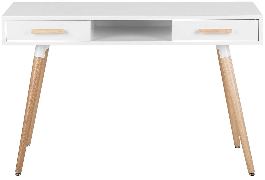 Písací stôl/toaletný stolík s 2 zásuvkami 120 x 45 cm biela/prírodná FRISCO Beliani