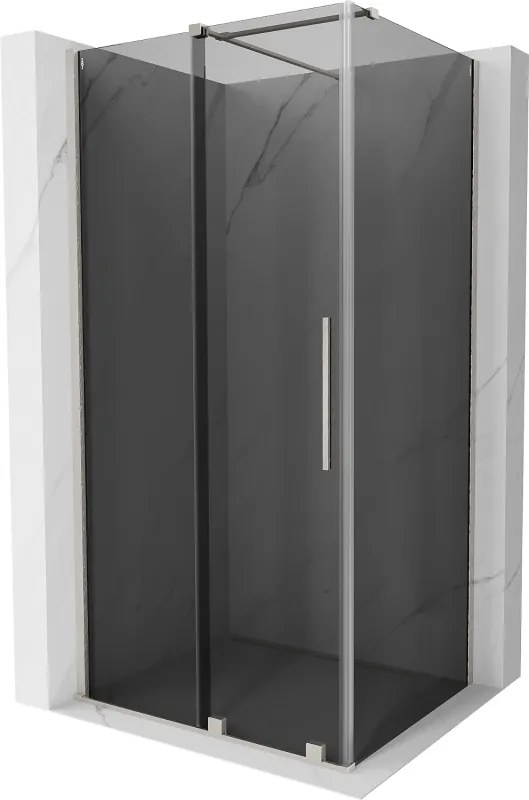 Mexen Velar, sprchový kút s posuvnými dverami 100 x 85 cm, 8mm šedé sklo, brúsená oceľ, 871-100-085-41-97