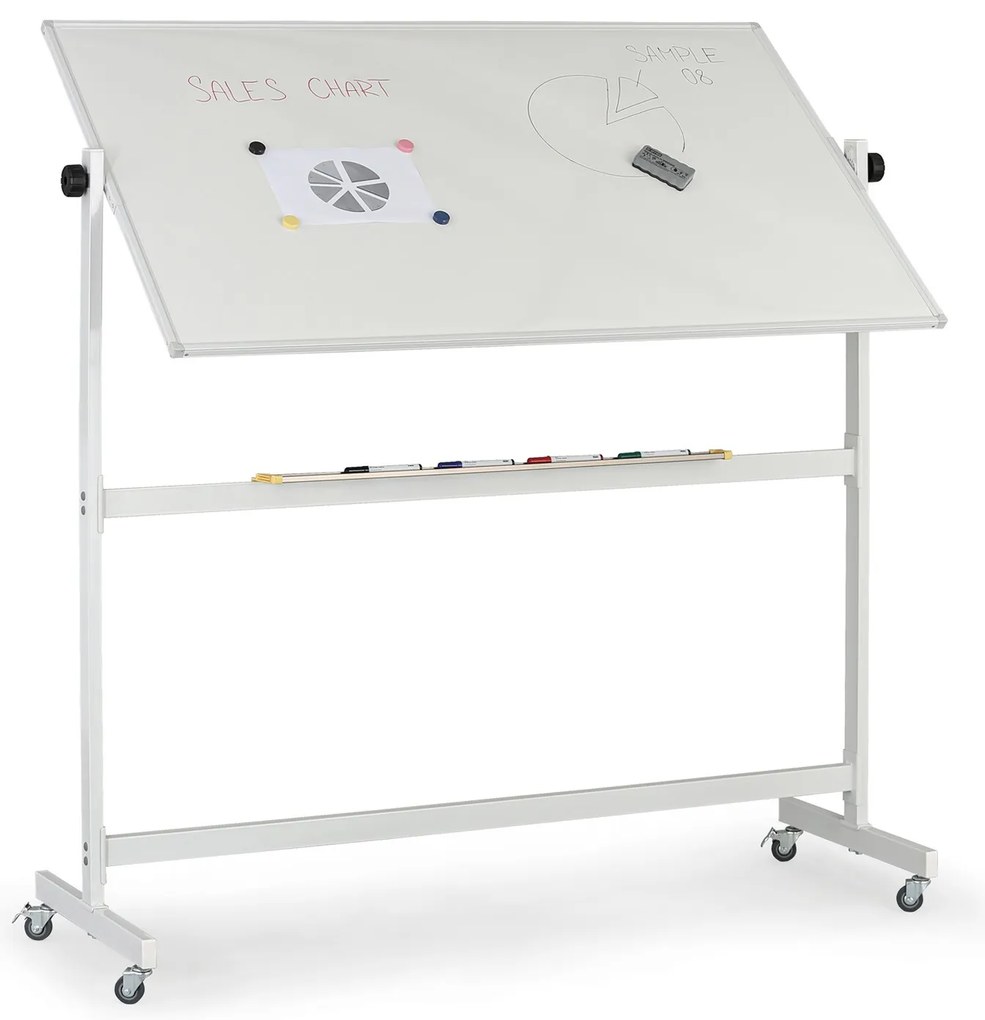 Mobilná otočná magnetická tabuľa, keramický povrch, 1500 x 900 mm