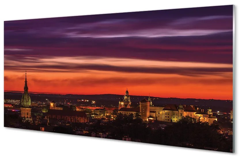 Nástenný panel  Krakov nočné panorama 120x60 cm