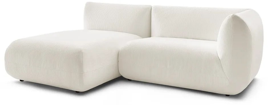 Biela menčestrová rohová pohovka (ľavý roh) Lecomte - Bobochic Paris