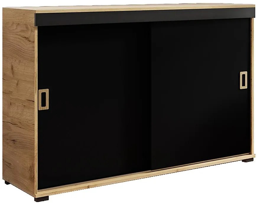 Komoda Retro 140 Craft/Čierna + Craft Rukoväte
