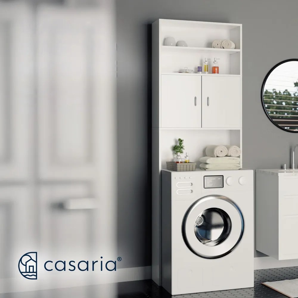 Vysoká skrinka nad práčku SILKE, 185x63x20cm, biela Casaria
