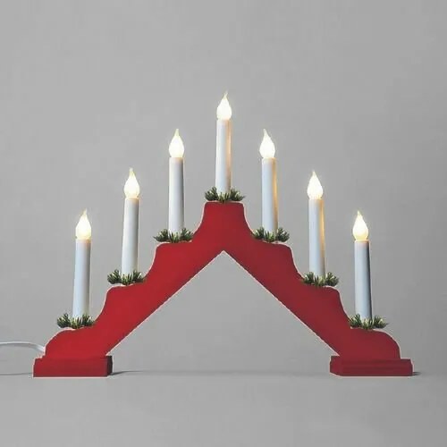 Adventný svietnik s ťahanou žiarovkou LED Filament, červená