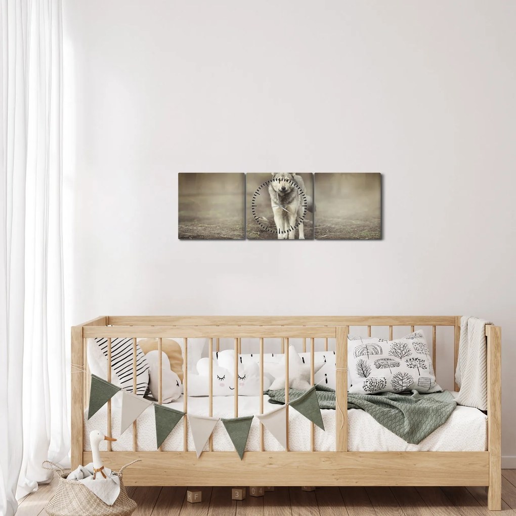 Obraz - Strážca lesa (s hodinami) (90x30 cm)