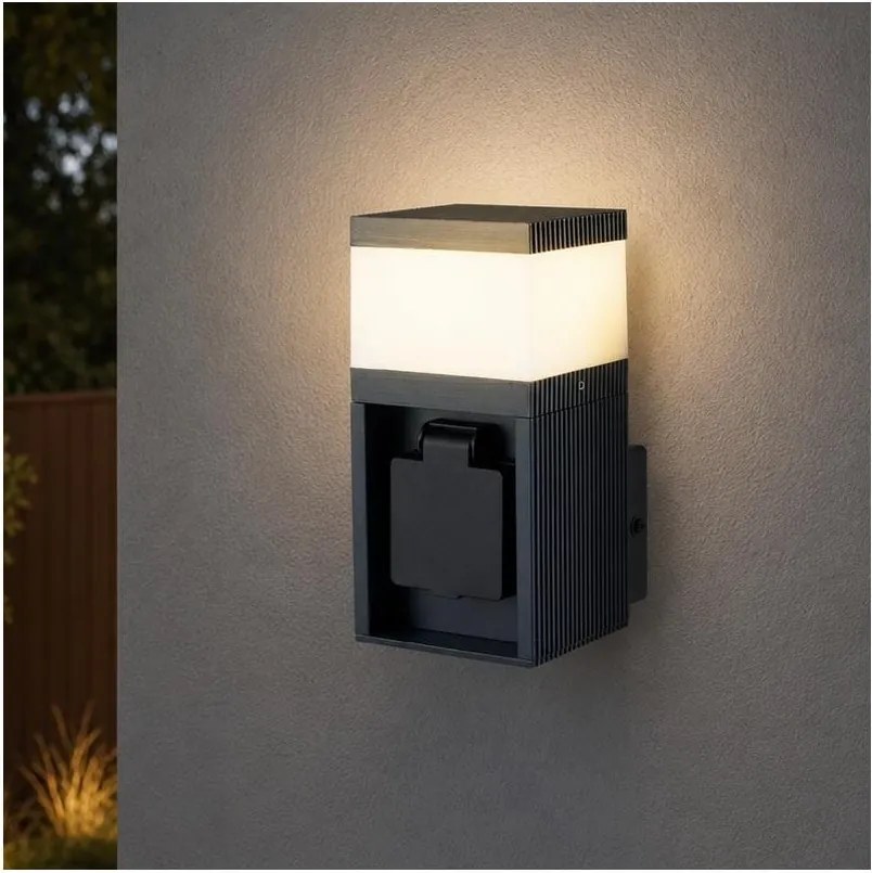 Brilagi - Vonkajšia lampa so zásuvkou SCHUKO PILLAR 1xG9/11W/230V IP44 antracit