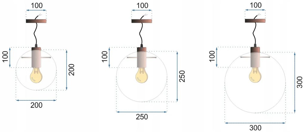 Toolight - Závesné sklenené stropné svietidlo LASSI 20 + 25 + 30 cm 3xE27, ružové zlato, OSW-00133