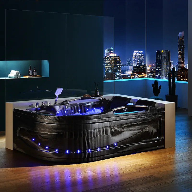 Terra Hydromasážna vírivá vaňa VENEZIA 761R 180x120 PRAVÁ ČIERNY MRAMOR s ohrevom vody